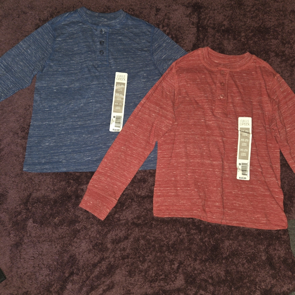 NWT Cat & Jack Long Sleeve Tees - Blue and Red